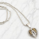 Sanity Jewelry Pendant Angel Wing Heart Mini - Pendant - Rope Necklace - Gold & Silver W/White Stones - LAP034C