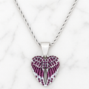 Sanity Jewelry Pendant Angel Wing Heart Mini - Pendant - Rope Necklace - Purple W/Purple Stones - SK2617M