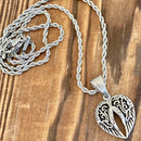 Sanity Jewelry Pendant Angel Wing Heart Mini - Pendant - Rope Necklace - Silver Bling - 036C