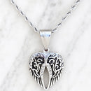 Sanity Jewelry Pendant Angel Wing Heart Mini - Pendant - Rope Necklace - Silver W/White Stones - 036C