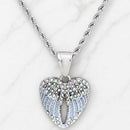 Sanity Jewelry Pendant Angel Wing Heart Mini - Pendant - Rope Necklace - White W/Rainbow Stones - SK2539C
