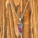 Sanity Jewelry Pendant Angel Wing - Pendant - Rope Necklace - Purple W/Purple Stones - SK2619C