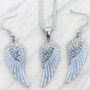 Sanity Jewelry Pendant Angel Wings Crystal Pendant - Rope Necklace - White W/Rainbow Stones - SK2254