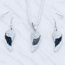 Sanity Jewelry Pendant Angel Wings Mini - Pendant - Rope Necklace - Black & White W/White Stones - SK2537