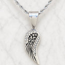 Sanity Jewelry Pendant Angel Wings Mini - Pendant - Rope Necklace - Silver W/White Stones - SK2235