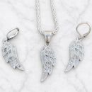 Sanity Jewelry Pendant Angel Wings Mini - Pendant & Rope Necklace - Silver W/White Stones-  SK2294