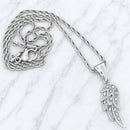 Sanity Jewelry Pendant Angel Wings Mini - Pendant & Rope Necklace - Silver W/White Stones-  SK2294