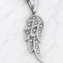 Sanity Jewelry Pendant Angel Wings Mini - Pendant & Rope Necklace - Silver W/White Stones-  SK2294