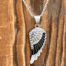 Sanity Jewelry Pendant Angel Wings - Pendant - Rope Necklace - Black & White Bling - SK2250