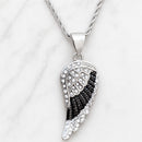 Sanity Jewelry Pendant Angel Wings - Pendant - Rope Necklace - Black & White W/White Stones - SK2250