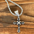 Sanity Jewelry Pendant Bling Cross - Black Stone - Mini Pendant - Rope Necklace - SK2605M