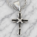 Sanity Jewelry Pendant Bling Cross - Black Stone - Mini Pendant - Rope Necklace - SK2605M