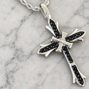 Sanity Jewelry Pendant Bling Cross - Black Stone - Pendant - Rope Necklace - SK2605