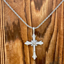Sanity Jewelry Pendant Bling Cross - White Stone Pendant - Rope Necklace - SK2604