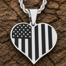 Sanity Jewelry Pendant Necklace Pendants Only American Flag Heart Black & Silver - Pendant - SLC777 CLEARANCE