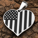 Sanity Jewelry Pendant Necklace Pendants Only American Flag Heart Black & Silver - Pendant - SLC777 CLEARANCE