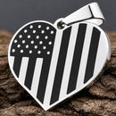 Sanity Jewelry Pendant Necklace Pendants Only American Flag Heart Black & Silver - Pendant - SLC777 CLEARANCE