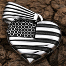 Sanity Jewelry Pendant Pendant Only American Flag Heart - 3D Stainless - Pendant - Rope Necklace or Omega - 303