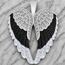 SANITY JEWELRY® Pendant Pendant Only Angel Heart Wings Pendant - Black & White W/White Stones - Classic - Rope Necklace or Omega - LAP39