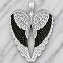SANITY JEWELRY® Pendant Pendant Only Angel Heart Wings Pendant - Black & White W/White Stones - Custom - Rope Necklace - LAP40