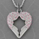 Sanity Jewelry Pendant Pendant Only Angel Heart Wings Pendant - Silver W/Pink Stone - Rope Necklace or Omega - LAP031