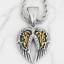 Sanity Jewelry Pendant Pendant Only Angel Wing Heart Mini - Pendant - Rope Necklace - Gold & Silver W/White Stones - LAP034C