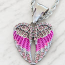 Sanity Jewelry Pendant Pendant Only Angel Wing Heart Mini - Pendant - Rope Necklace - Pink W/Pink Stones - SK2538C