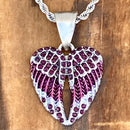 Sanity Jewelry Pendant Pendant Only Angel Wing Heart Mini - Pendant - Rope Necklace - Purple W/Purple Stones - SK2617M
