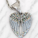 Sanity Jewelry Pendant Pendant Only Angel Wing Heart Mini - Pendant - Rope Necklace - White W/Rainbow Stones - SK2539C