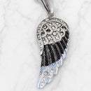 Sanity Jewelry Pendant Pendant Only Angel Wings Mini - Pendant - Rope Necklace - Black & White W/White Stones - SK2537