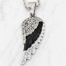 Sanity Jewelry Pendant Pendant Only Angel Wings - Pendant - Rope Necklace - Black & White W/White Stones - SK2250