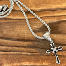 Sanity Jewelry Pendant Pendant Only Bling Cross - Black Stone - Mini Pendant - Rope Necklace - SK2605M