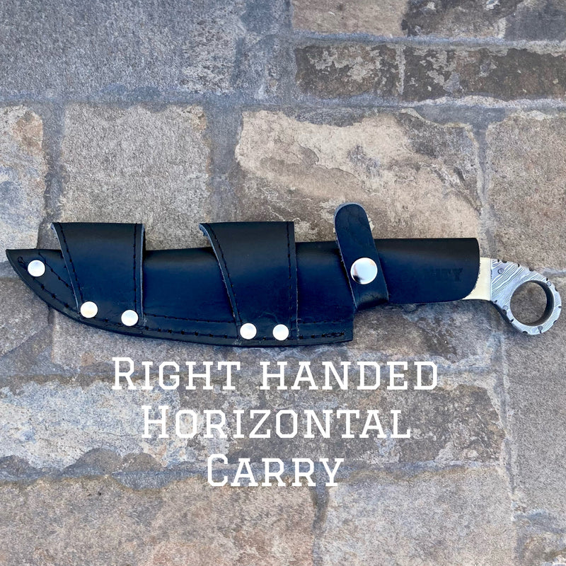 Sanity Jewelry Right Handed Horizontal 11” Al Capone - Blue & Black Wood - Damascus - Horizontal & Vertical Carry - ACF03