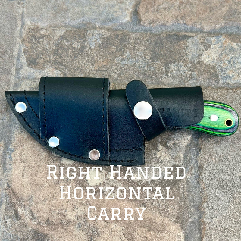 Sanity Jewelry Right Handed Horizontal 7” Jesse James - Green and Black  - D2 Steel - Horizontal & Vertical Carry - JJ008