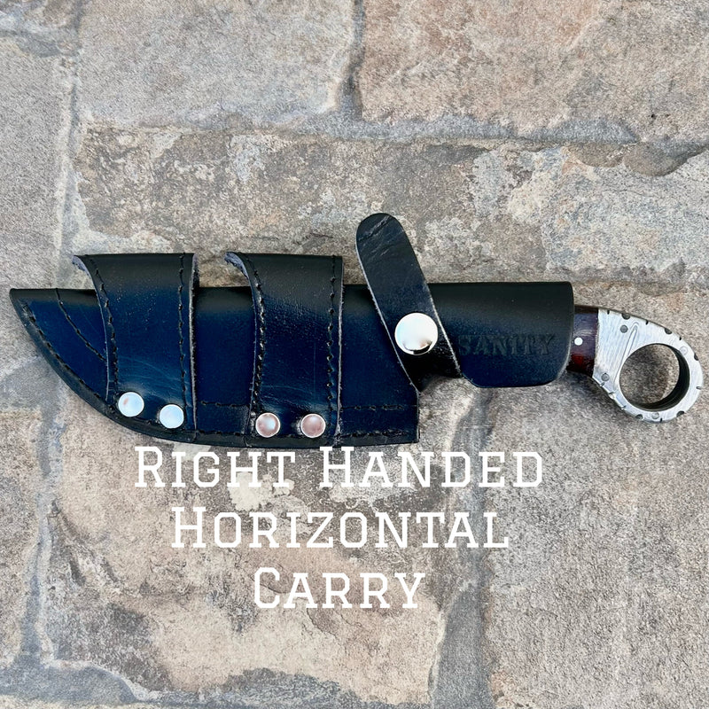 Sanity Jewelry Right Handed Horizontal 9” Al Capone - Buffalo Horn - Damascus - Horizontal & Vertical Carry - PE15