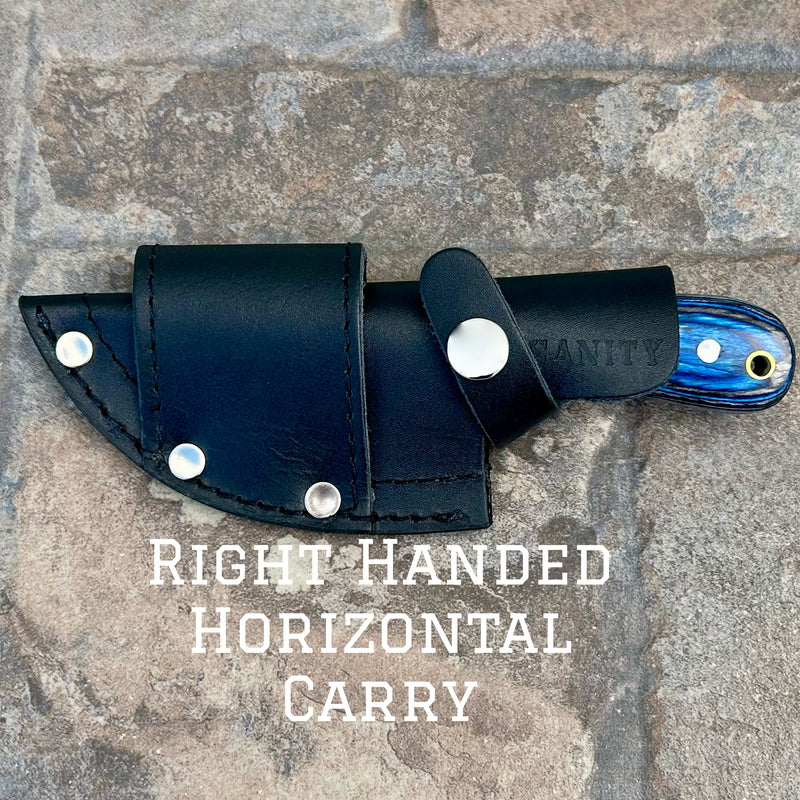 Sanity Jewelry Right Handed Horizontal Jesse James -  Blue & Black Wood - D2 Steel - Horizontal & Vertical Carry - 7 inches - JJ005