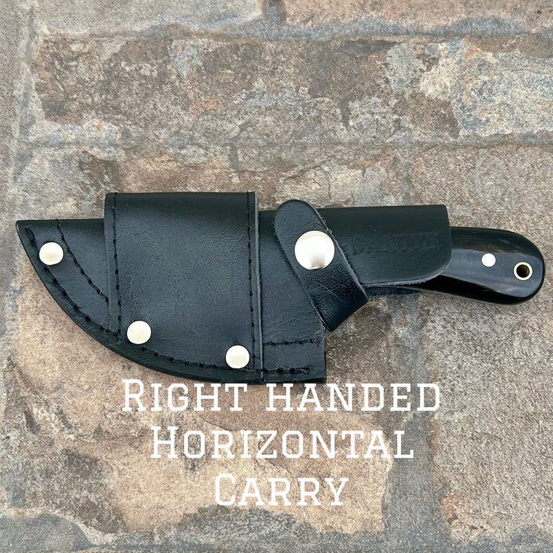 SANITY JEWELRY® Right Handed Horizontal Jesse James - Buffalo Horn - Damascus - Horizontal & Vertical Carry - 7 inches - JJ001