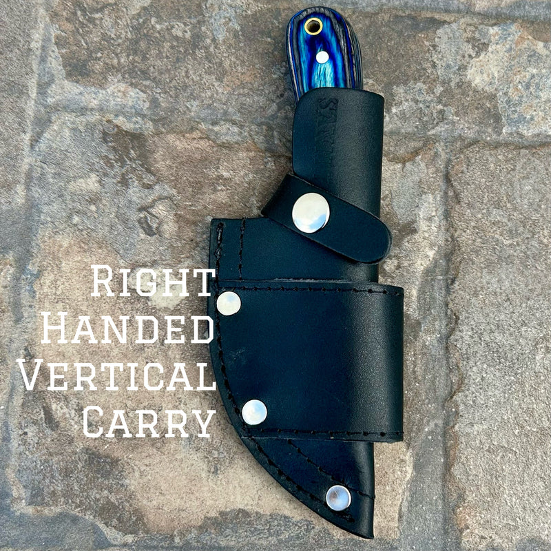 Sanity Jewelry Right Handed Vertical Jesse James -  Blue & Black Wood - D2 Steel - Horizontal & Vertical Carry - 7 inches - JJ005