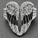 Sanity Jewelry Ring 4 Angel Heart Wing Ring - Black & White W/White Stones - R245