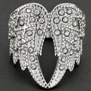 Sanity Jewelry Ring 4 Angel Heart Wing Ring - Double Wing -  Silver W/White Stones - R247