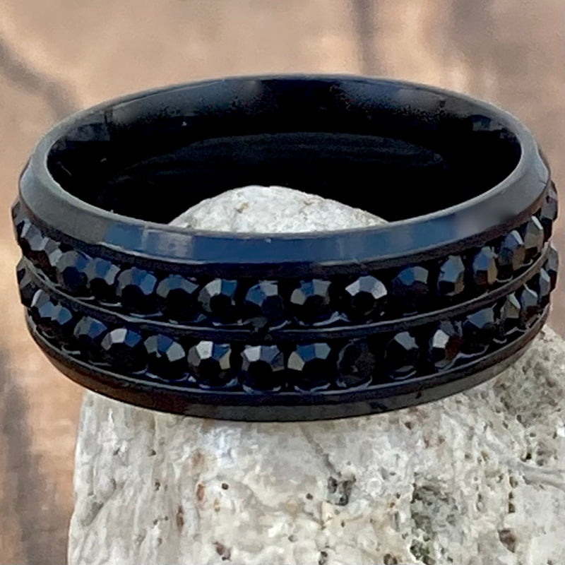 SANITY JEWELRY® Ring 4 Sanity's Bling Band - Double Row - Black - R177