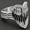 Sanity Jewelry Ring Angel Heart Wing Ring - Black & White W/White Stones - R245