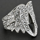 Sanity Jewelry Ring Angel Heart Wing Ring - Double Wing -  Silver W/White Stones - R247