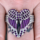 Sanity Jewelry Ring Angel Heart Wing Ring - Purple W/Purple Stones - R246