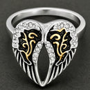 Sanity Jewelry Ring Angel Heart Wing Ring - Silver & Gold W/White Stones - R127