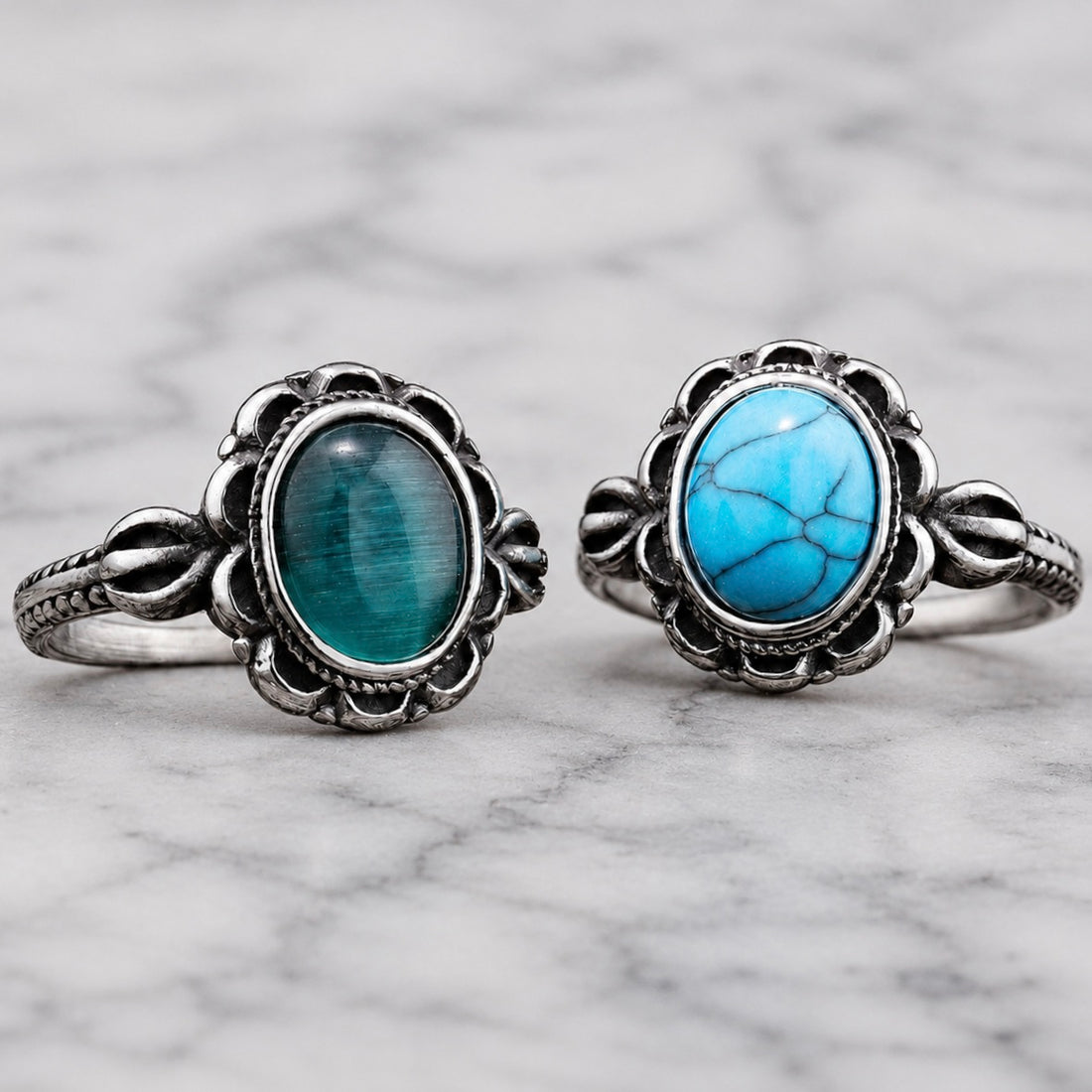 Gemstones 凛 Antique Green Stone Ring - R204