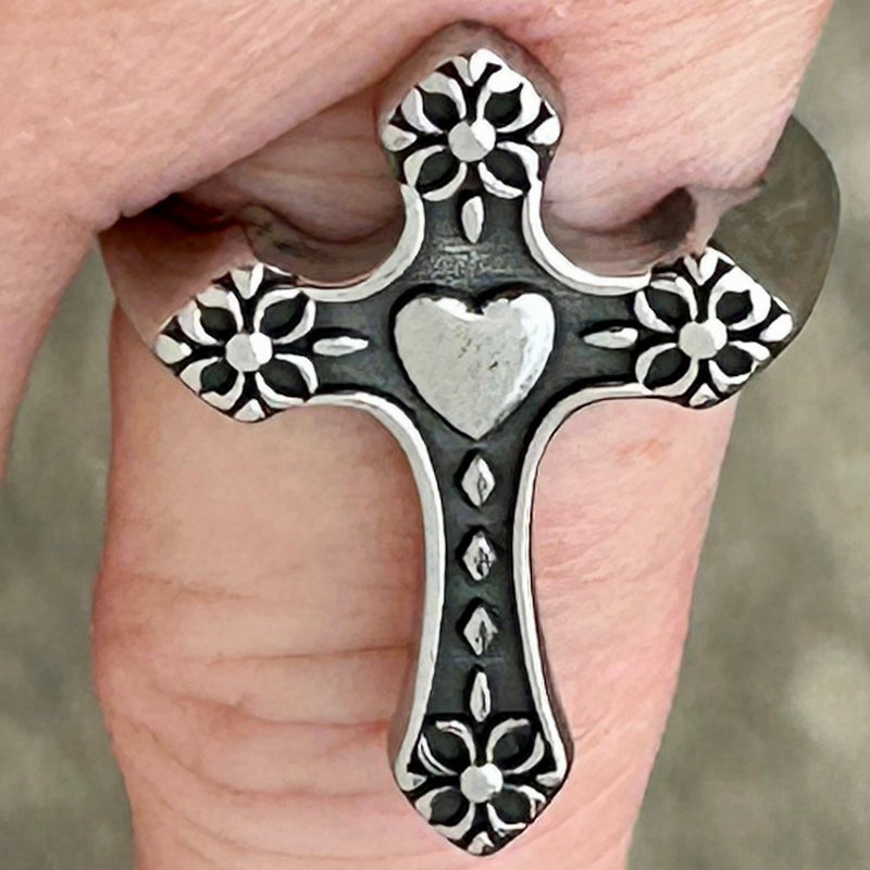 SANITY JEWELRY® Ring Cross Ring - Heart Cross- R230