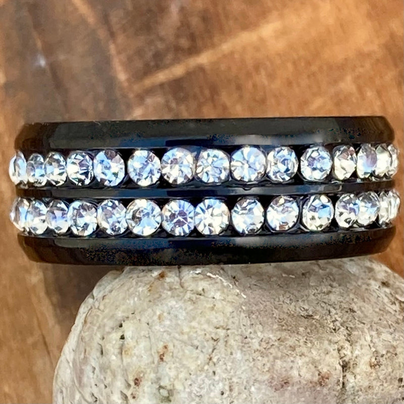 SANITY JEWELRY® Ring Sanity's Bling Band - Double Row - Black & White - R174