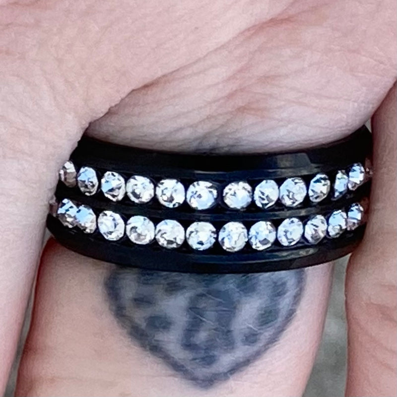 SANITY JEWELRY® Ring Sanity's Bling Band - Double Row - Black & White - R174