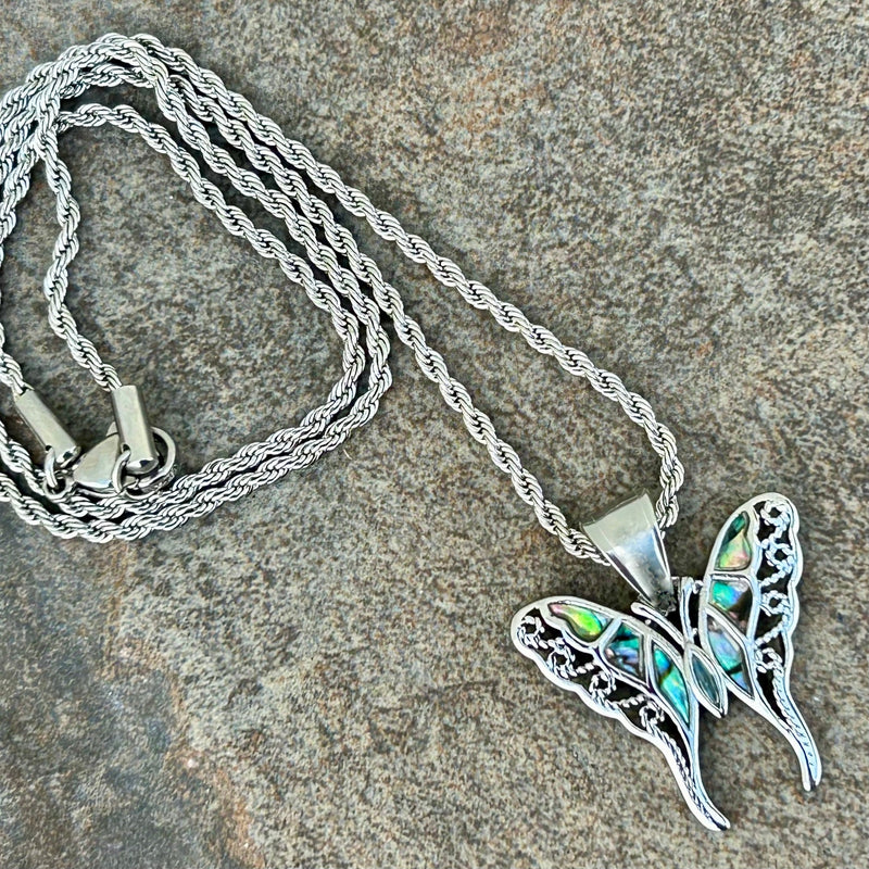 Sanity Jewelry Sea Shell - Butterfly Swallow Tail Mini Pendant - Rope Necklace - SK2559M